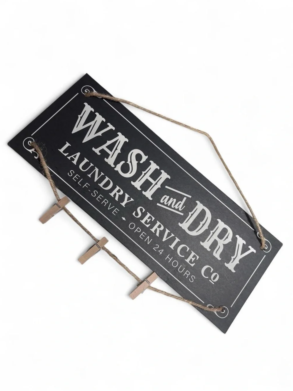 Vintage-Inspired Wash and Dry Wall Signs in Black and Brown